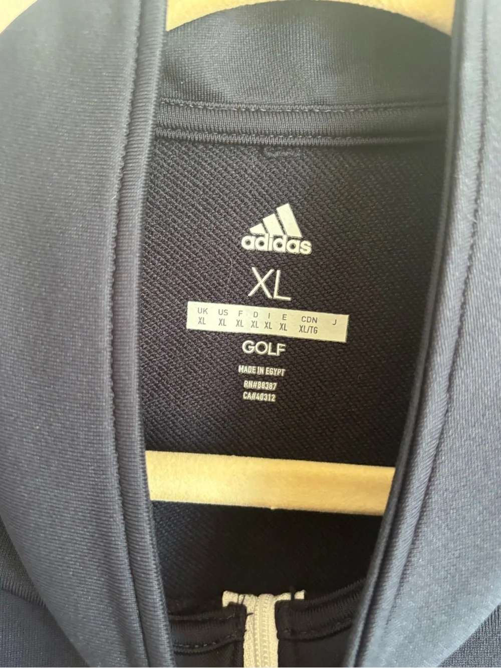 Men’s Adidas Navy Half-Zip Golf Pullover with White Stripes size XL